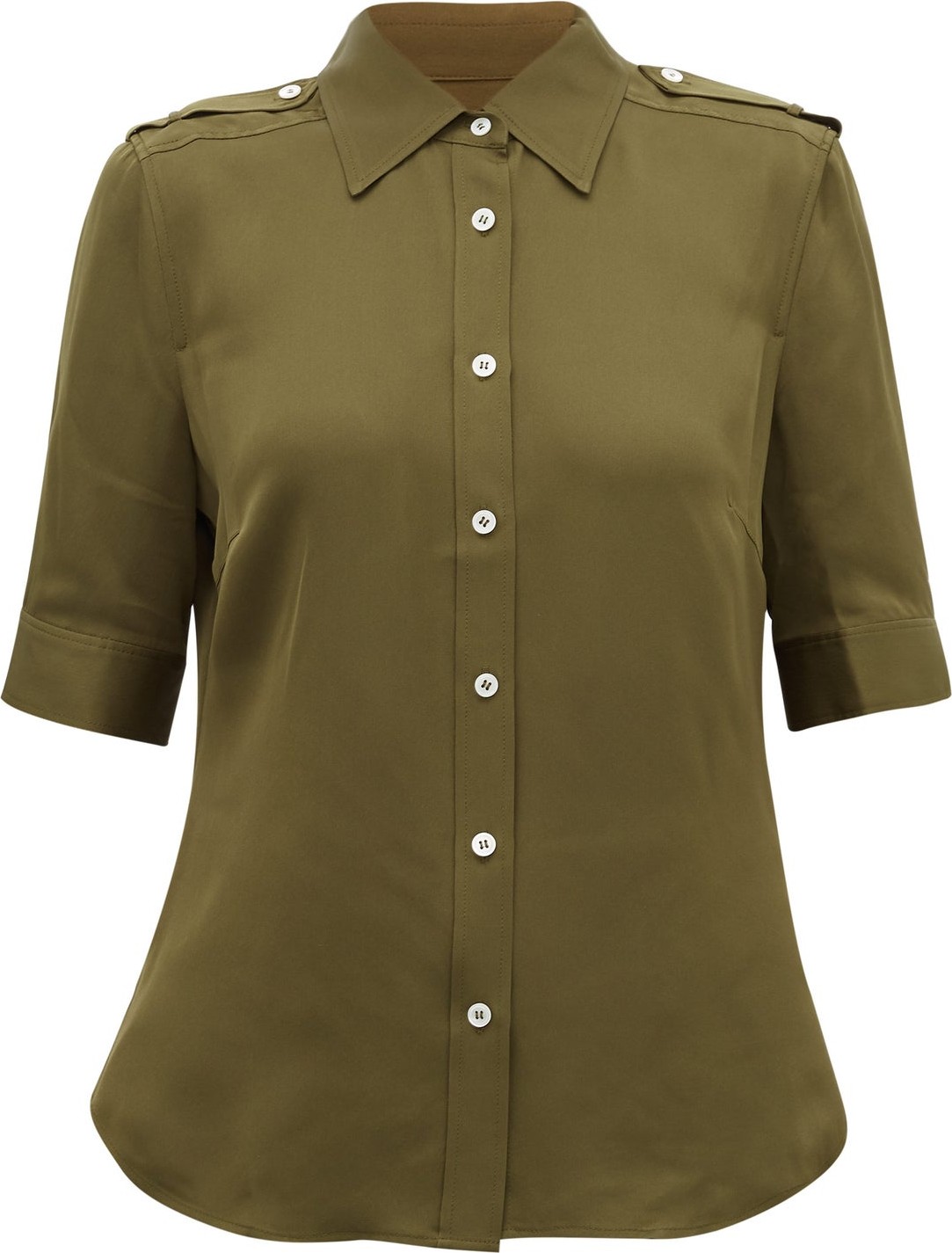 FRAME DENIM Epaulette silk-crepe shirt