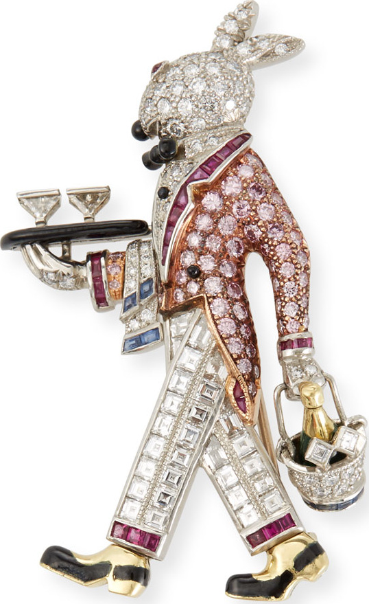 LJ West Raymond Yard Bunny Platinum Pin with Diamonds