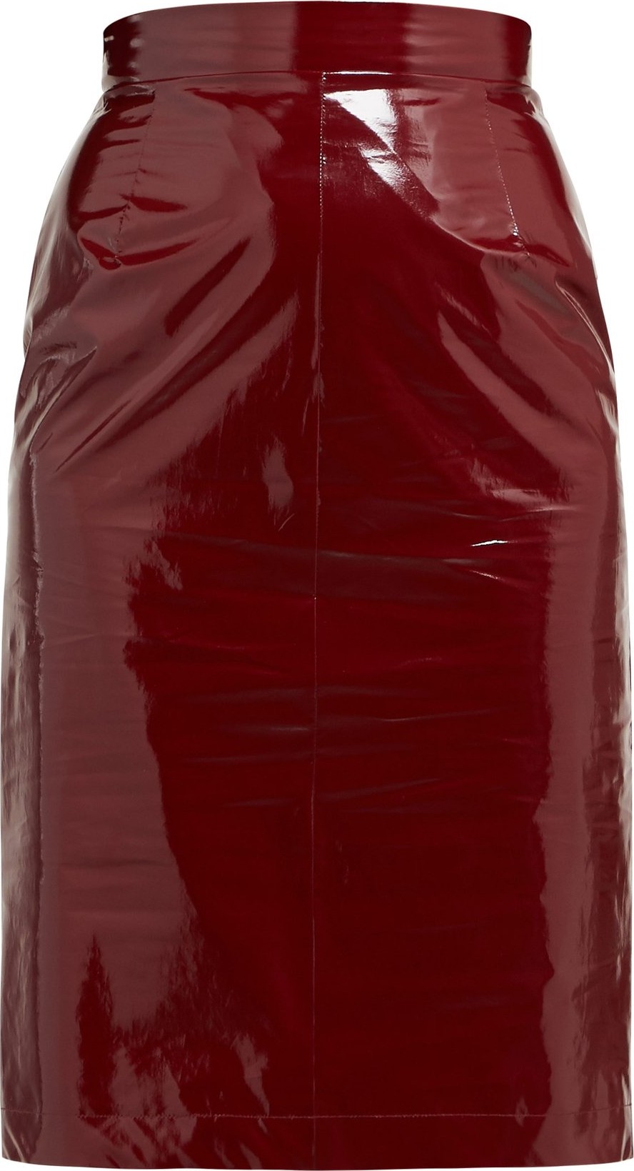 Nº21 High-rise PVC & silk pencil skirt