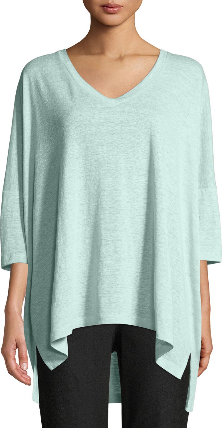 Eileen Fisher Dolman-Sleeve Boxy Organic Linen Tunic
