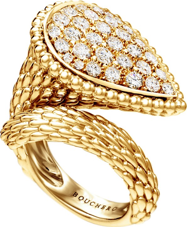 Boucheron Serpent Boheme 18k Rose Gold Diamond Large Ring, Size 52