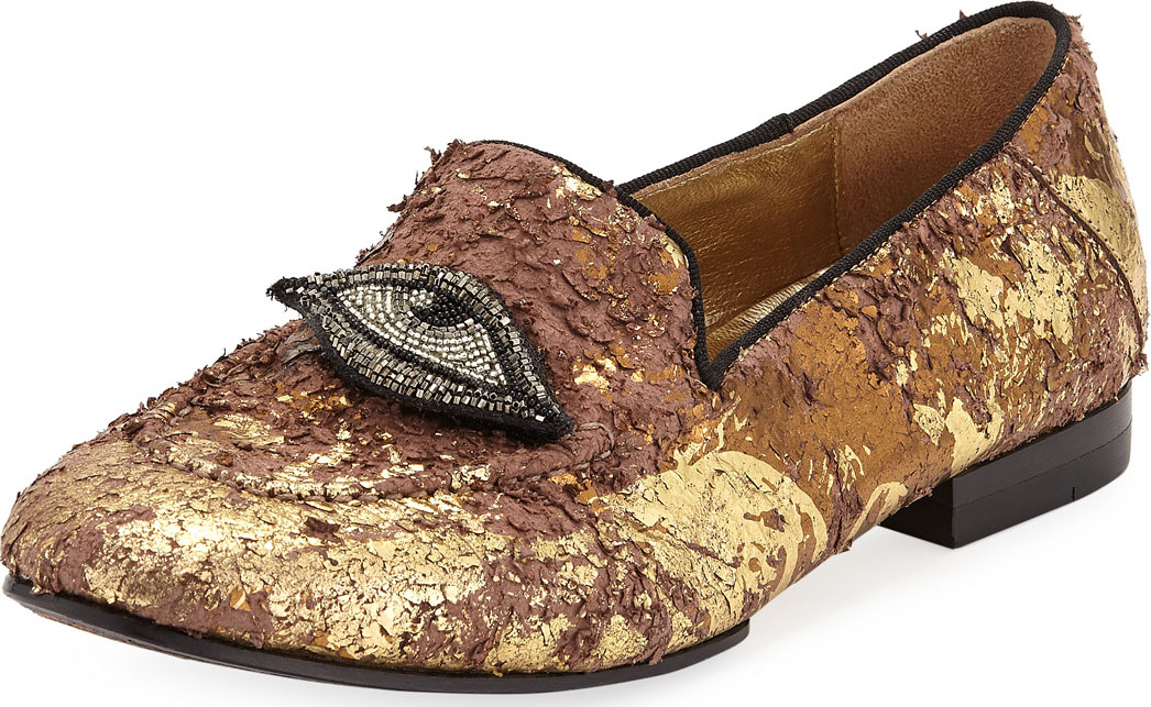 FIGUE Milky Eye Embellished Loafers