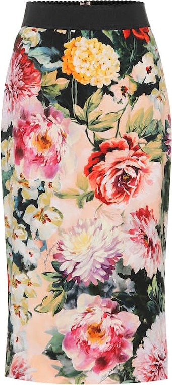 Dolce & Gabbana Printed crêpe pencil skirt