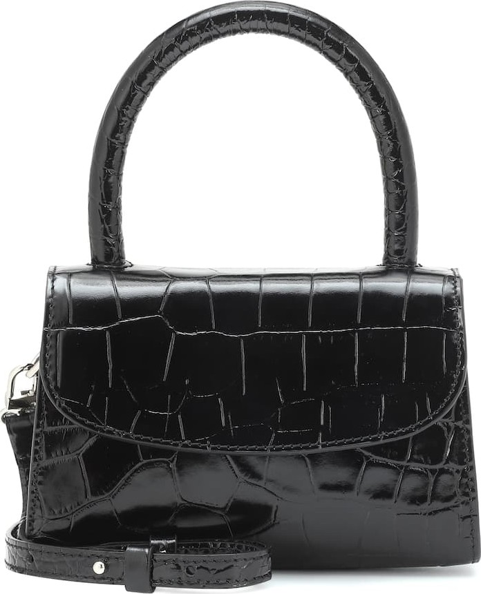 By Far Mini croc-effect leather tote
