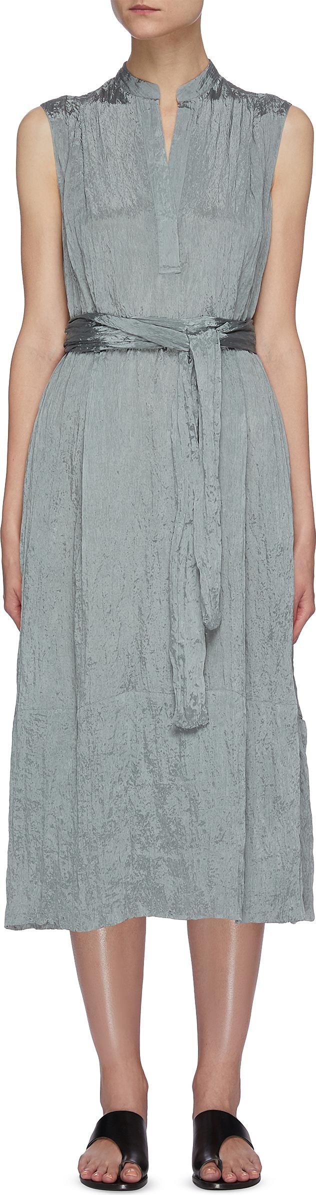 Vince Hammered satin popover midi dress