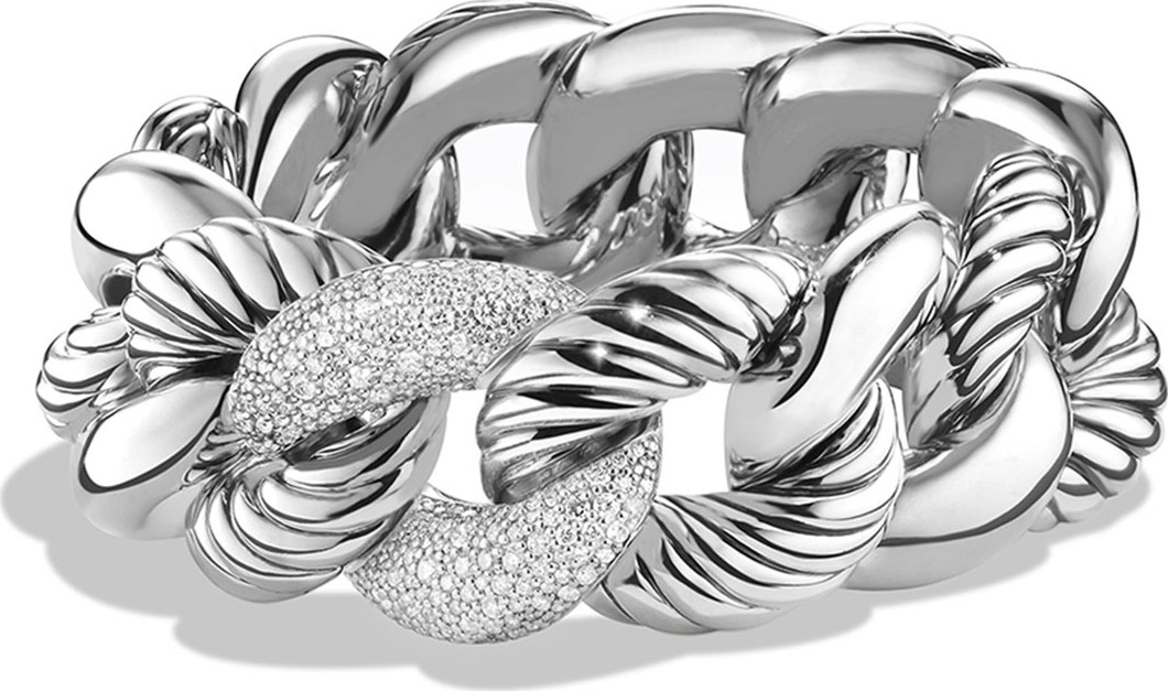 David Yurman Belmont Curb Link Bracelet with Diamonds, 25mm