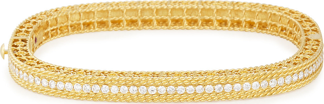 Roberto Coin Princess 18k Gold Petite Bangle with Diamonds