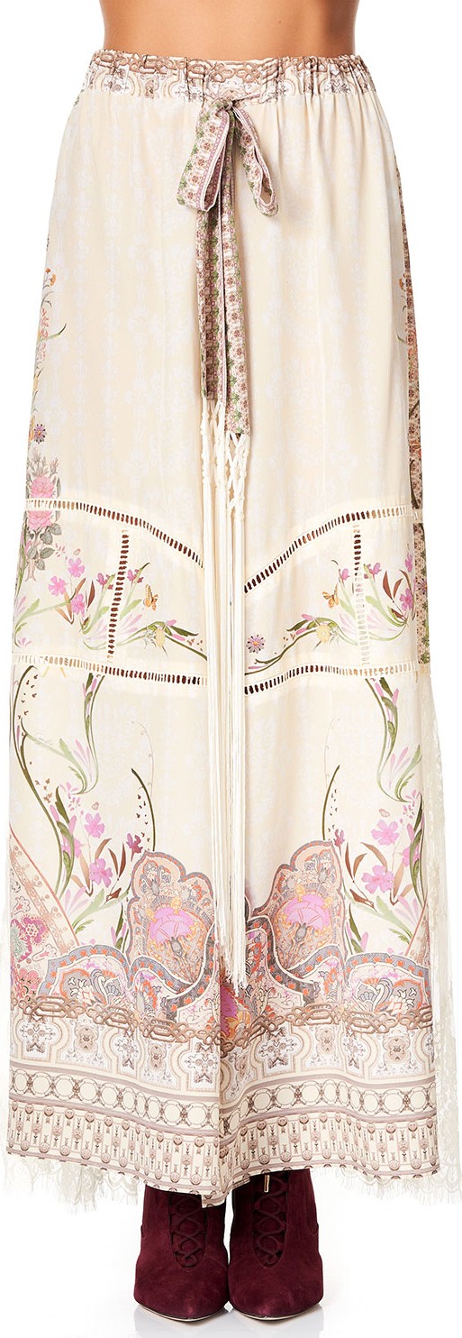 Camilla Paneled Silk Trousers with Lace