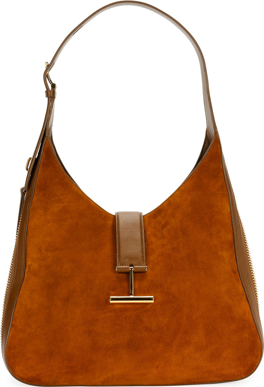 TOM FORD Tara Suede/Leather Shoulder Hobo Bag