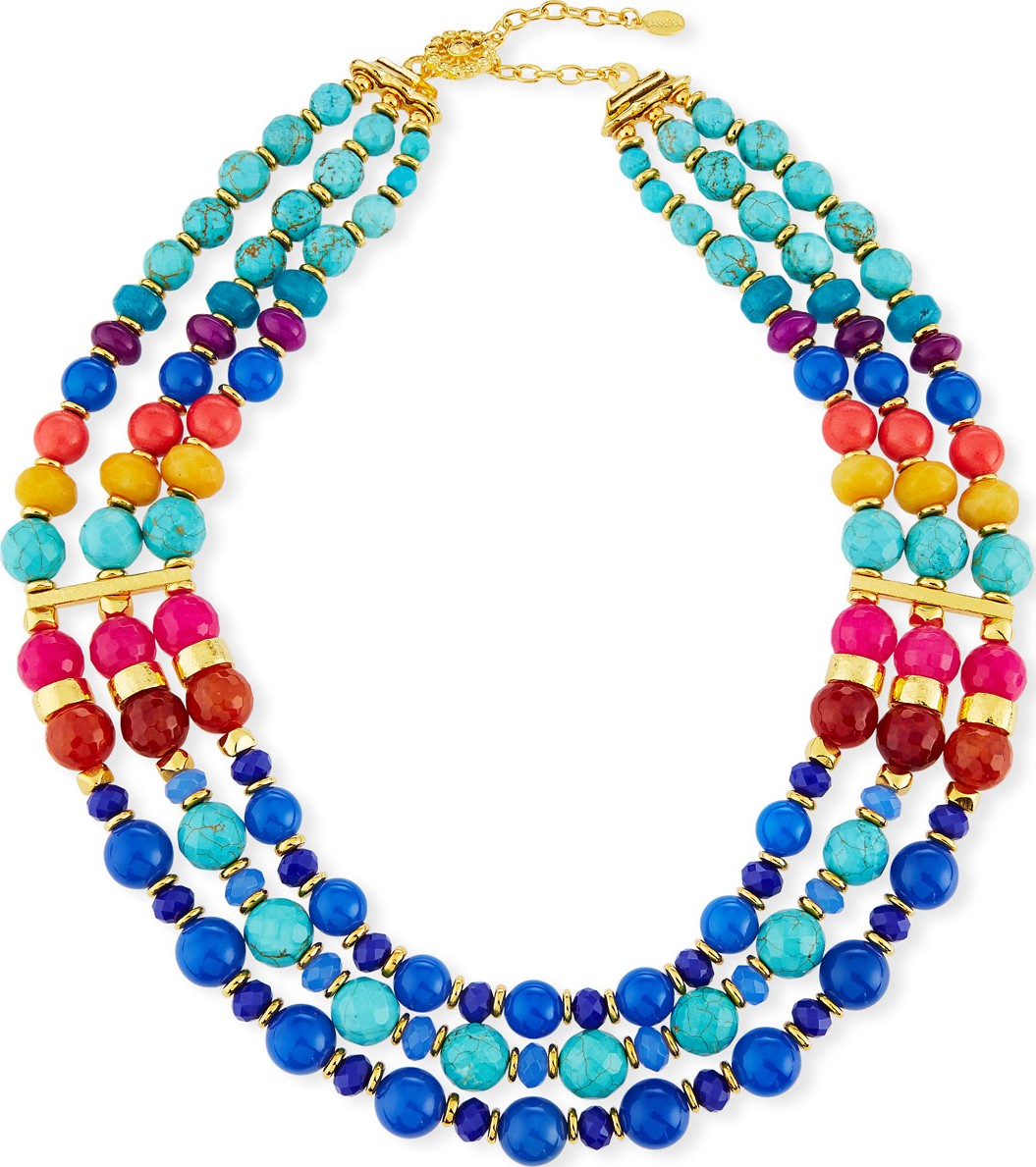 Jose & Maria Barrera Triple-Strand Beaded Necklace