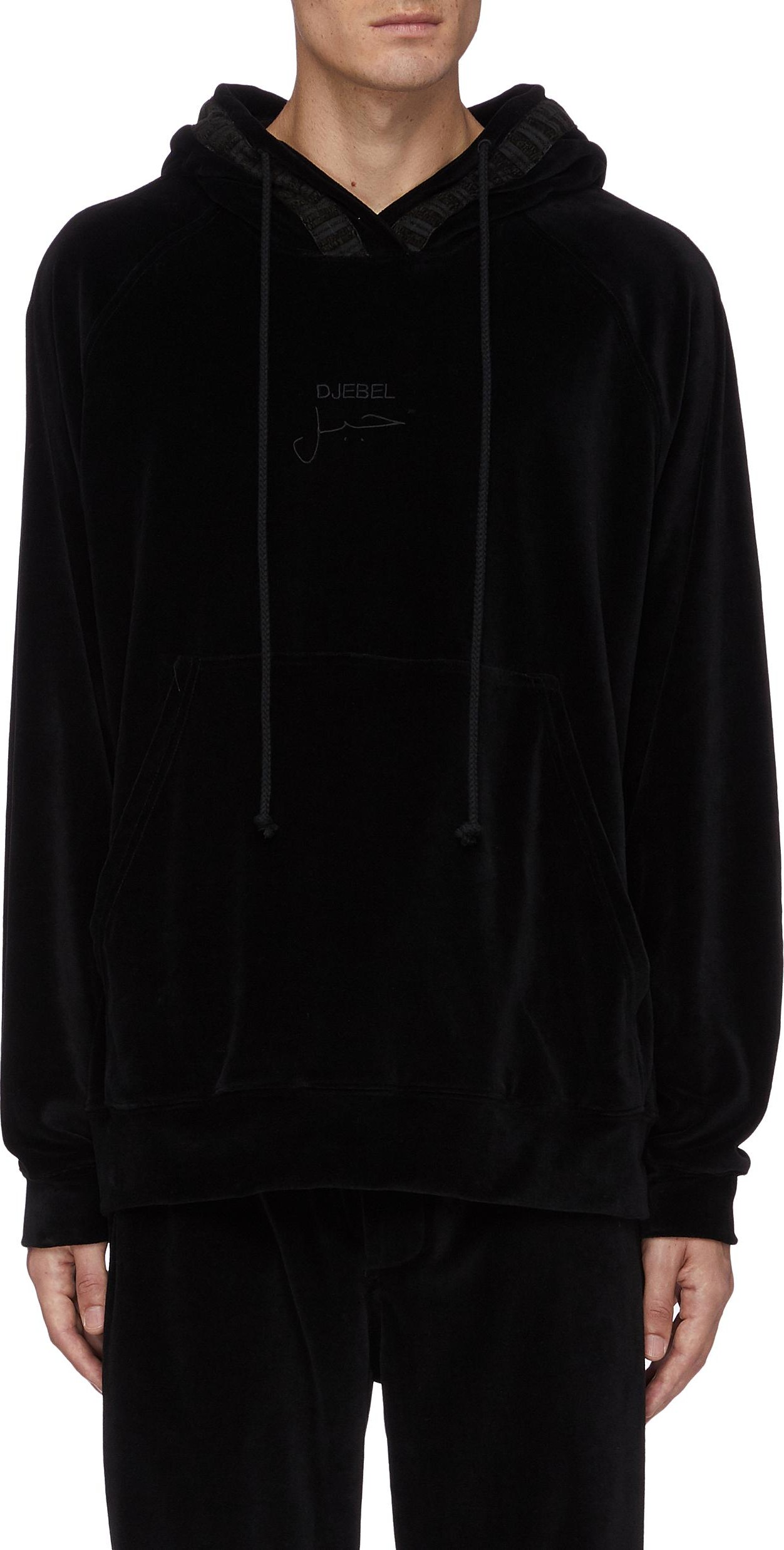 Song for the Mute Script raglan sleeve velvet hoodie