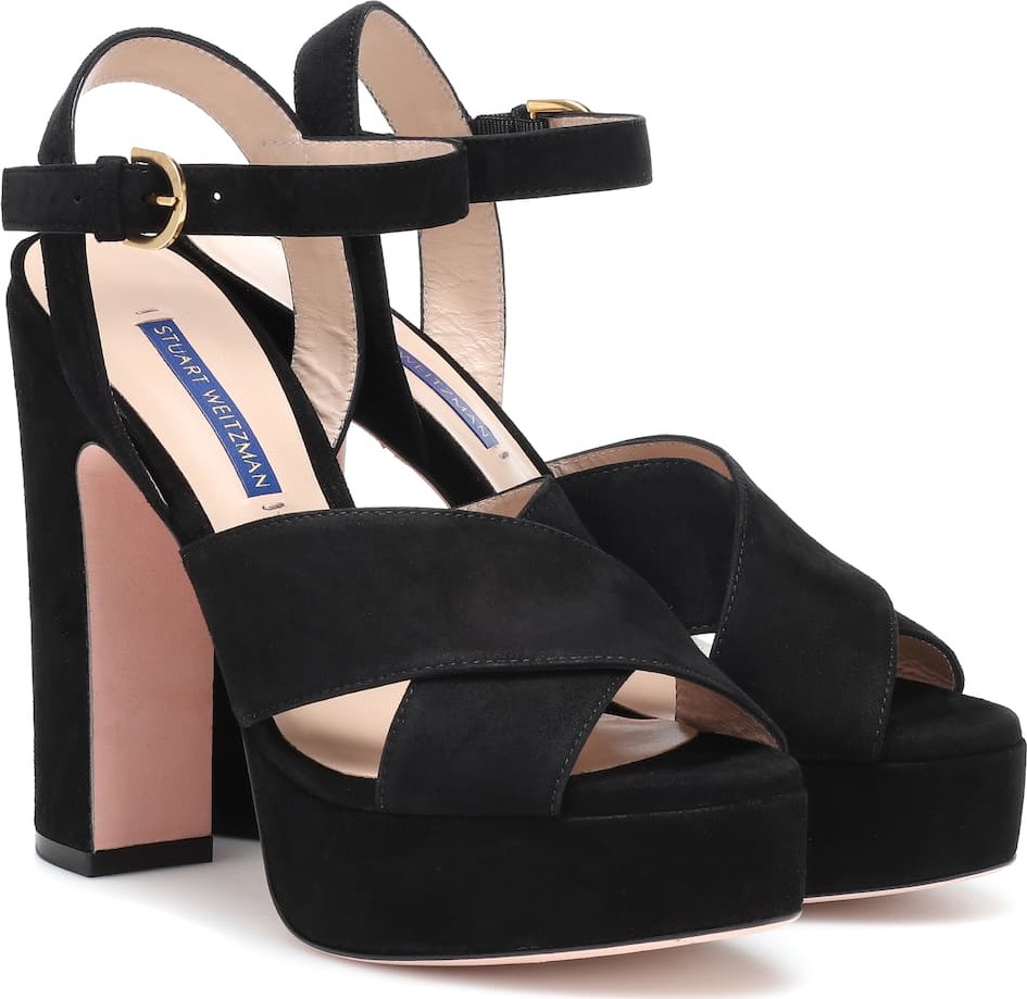 Stuart Weitzman Joni suede plateau sandals