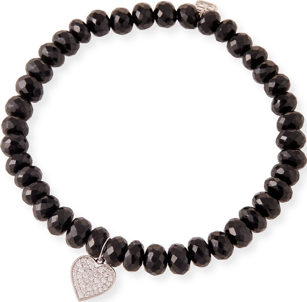 Sydney Evan 14k White Gold Diamond Heart & Spinel Bracelet