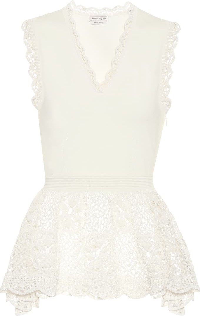 Alexander McQueen Lace-trimmed sleeveless top