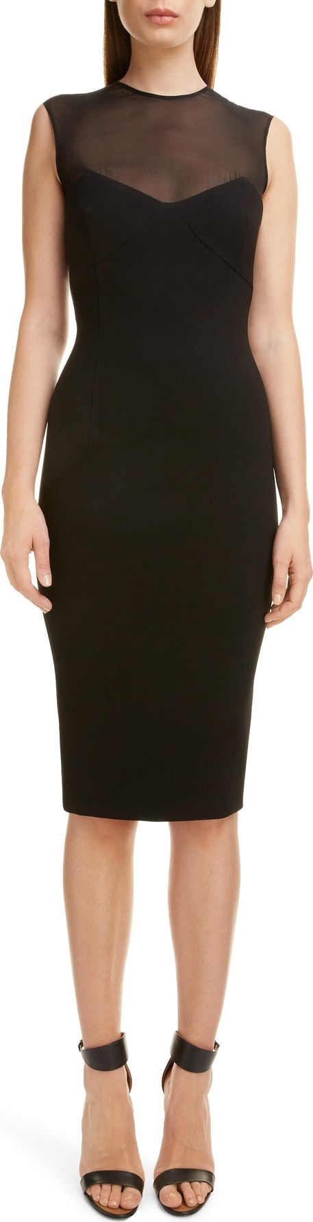 Victoria Beckham Sheer Yoke Sheath Dress