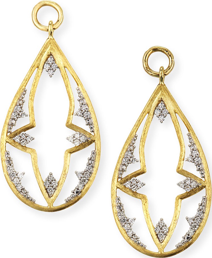Jude Frances Provence 18k Open Flower Teardrop Earring Charms w/ Diamonds