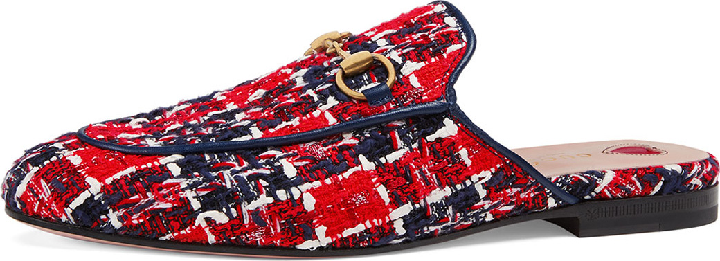 Gucci Princetown Plaid Tweed Slipper Mule