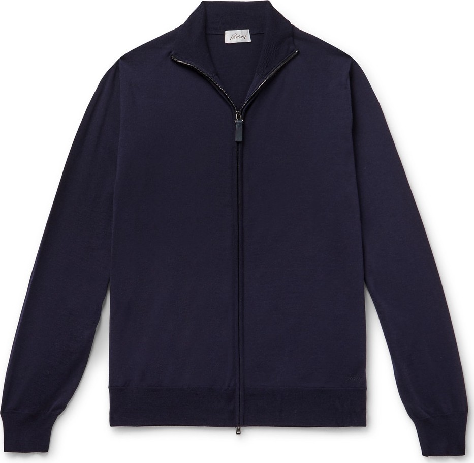 Brioni Wool Zip-Up Cardigan