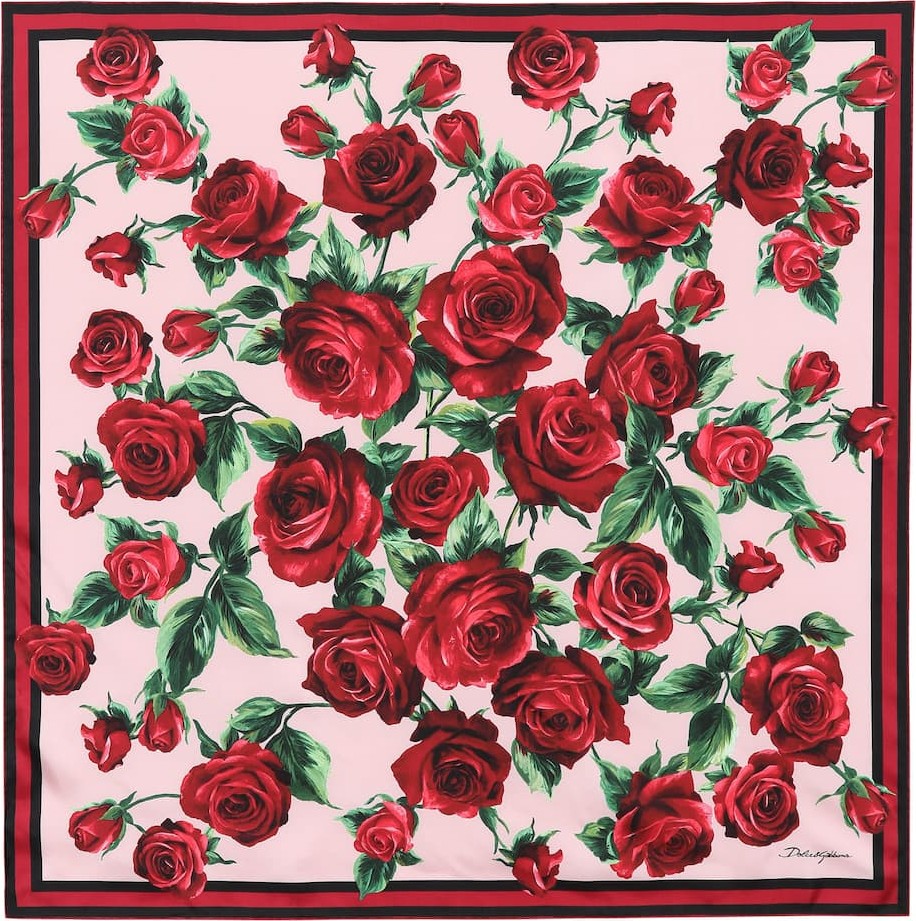 Dolce & Gabbana Rose-printed silk scarf