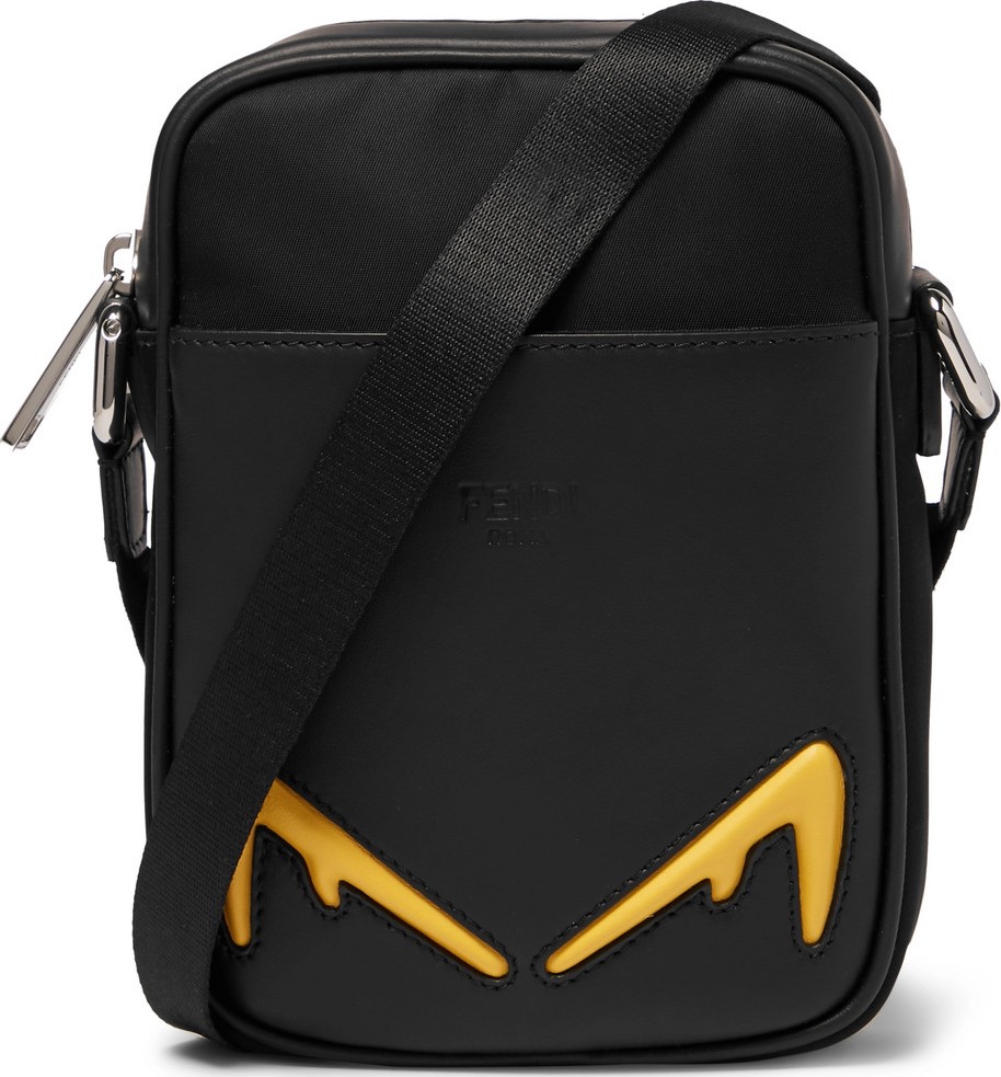 Fendi Appliquéd Nylon and Leather Messenger Bag