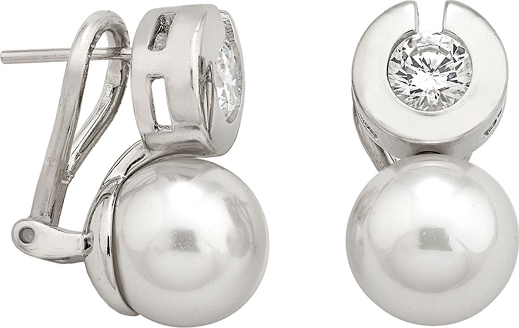 Majorica 10mm Pearl & Cubic Zirconia Drop Earrings