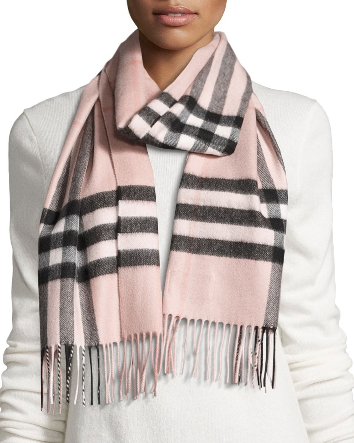 Burberry London England Giant Check Cashmere Scarf, Rose