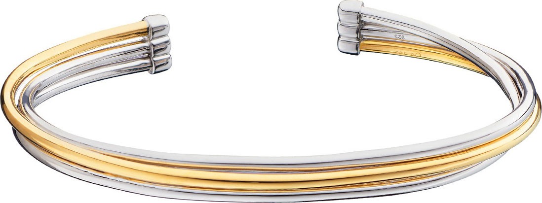 Monica Rich Kosann Silver & 18k Yellow Gold Flex 3-Row Cuff Bracelet