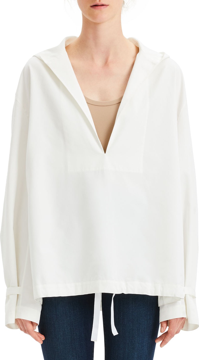 Theory Hooded Boxy Taffeta Pullover Top
