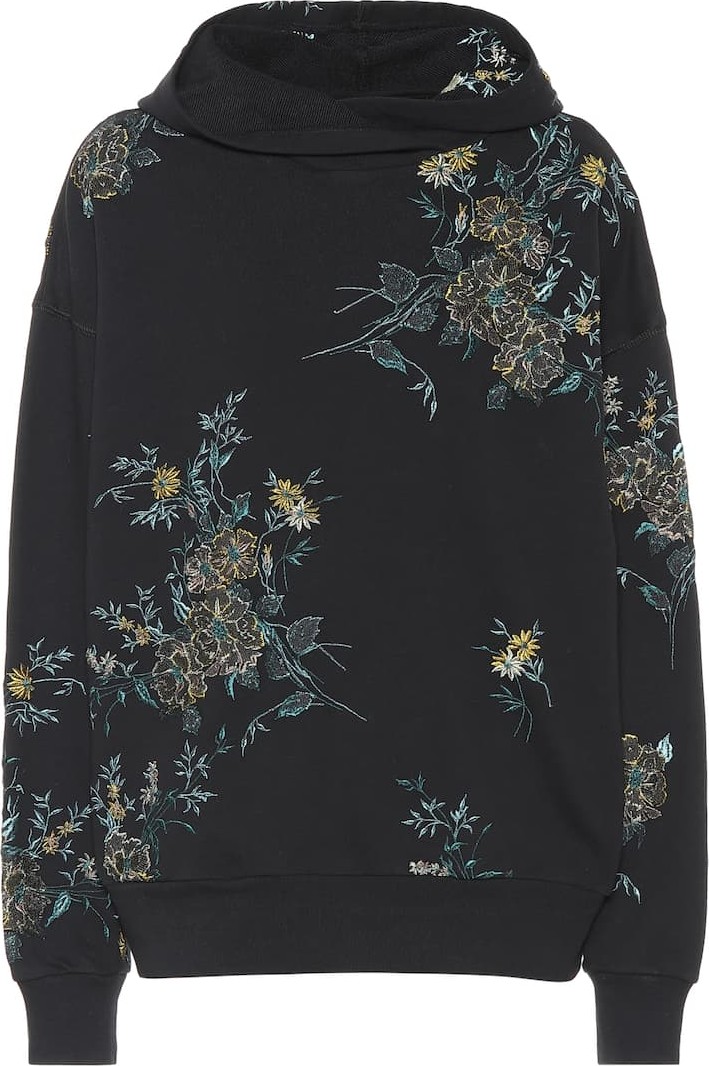 Dries Van Noten Floral embroidered cotton hoodie