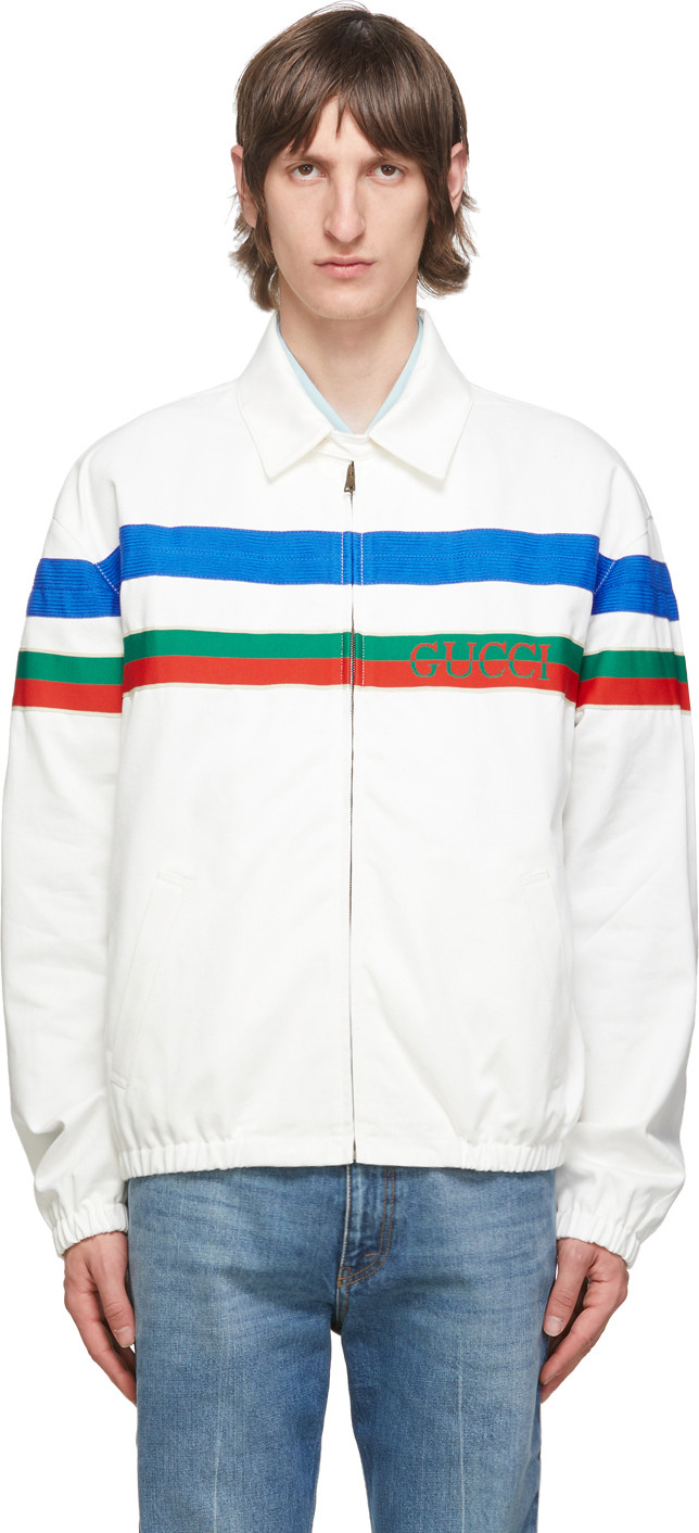 Gucci - White Logo Stripe Jacket