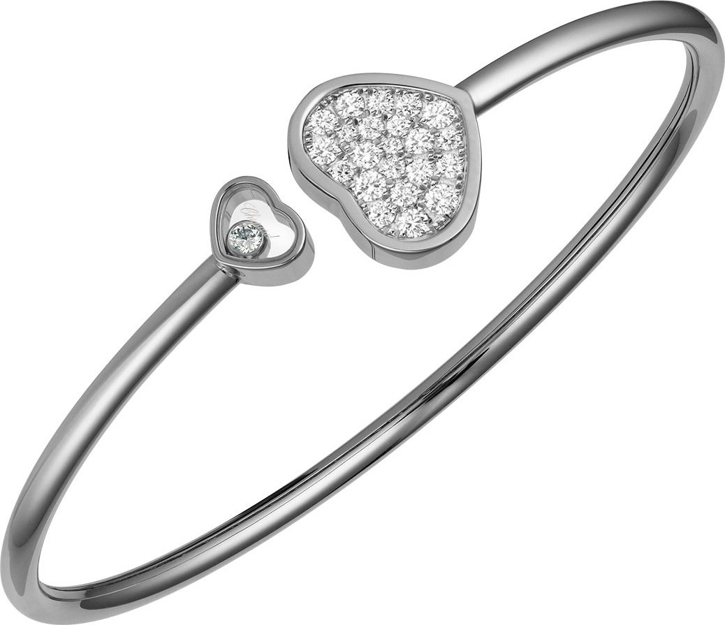 Chopard Happy Hearts 18k White Gold Pave Diamond Bangle Bracelet