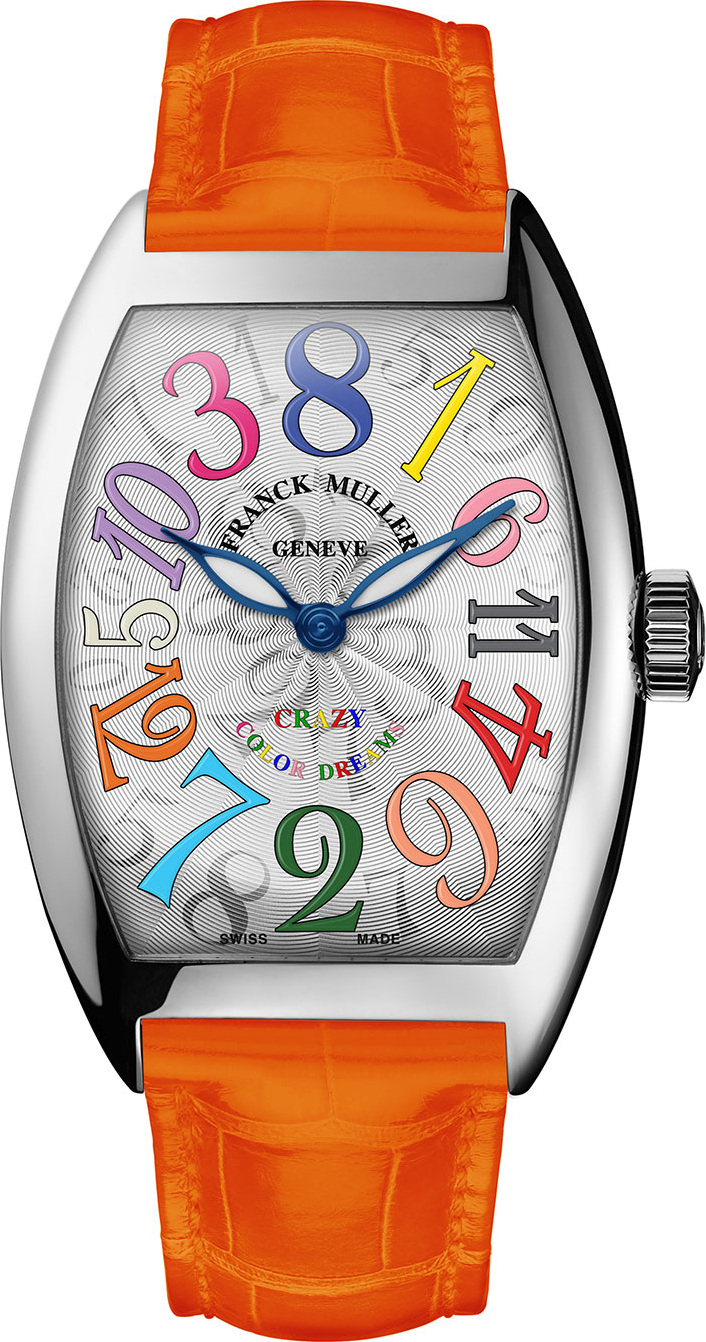 Franck Muller Cintree Curvex Crazy Hours Watch with Orange Alligator Strap