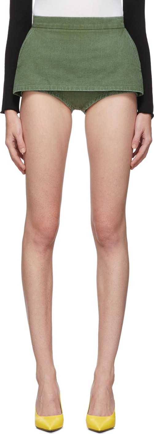 pushBUTTON SSENSE Exclusive Khaki Skirt Covered Super Shorts
