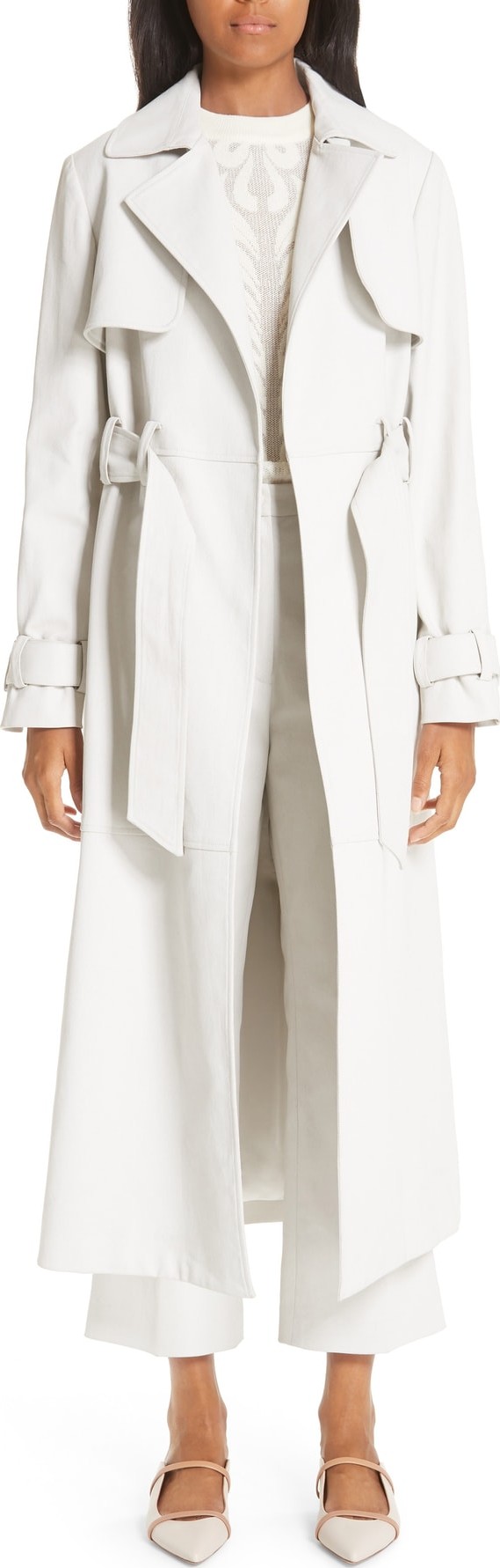 Partow Wax Coated Denim Trench Coat