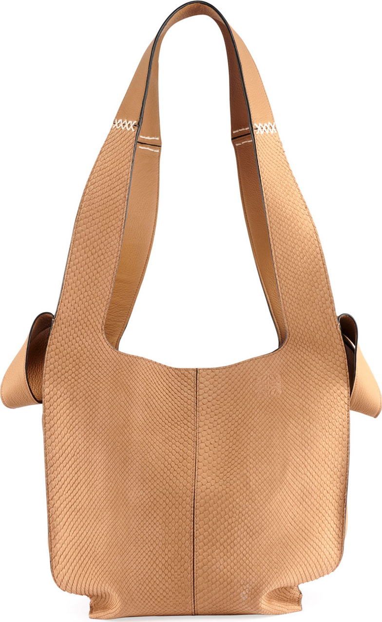 LOEWE Snakeskin and Leather Hobo Tote Bag
