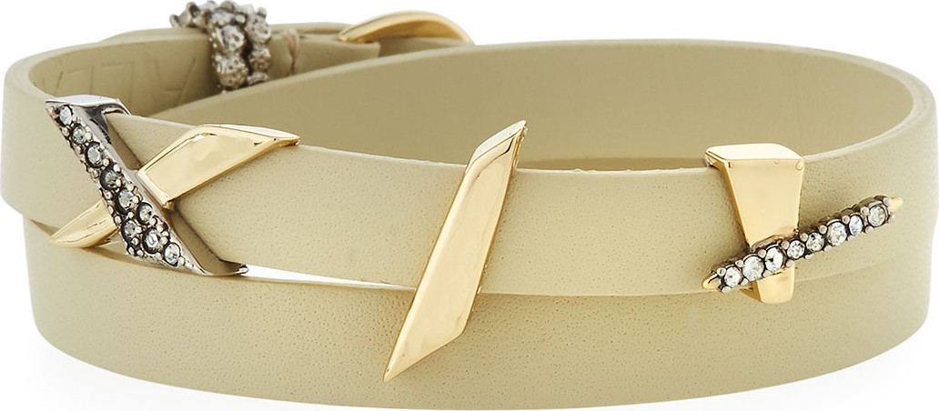 Alexis Bittar Crystal Encrusted Plaid Leather Wrap Bracelet
