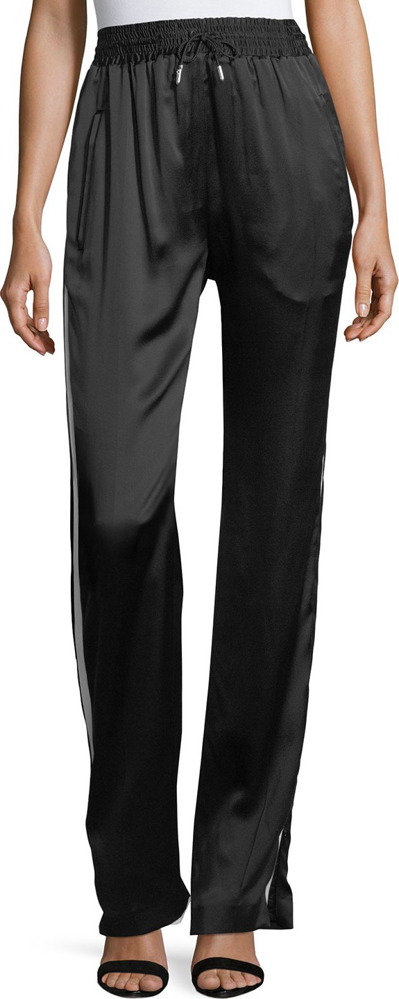 Burberry London England Tanley Silk Side-Striped Jogger Pants