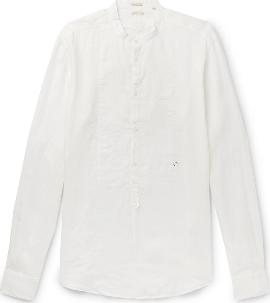 Massimo Alba Grandad-Collar Linen Half-Placket Shirt