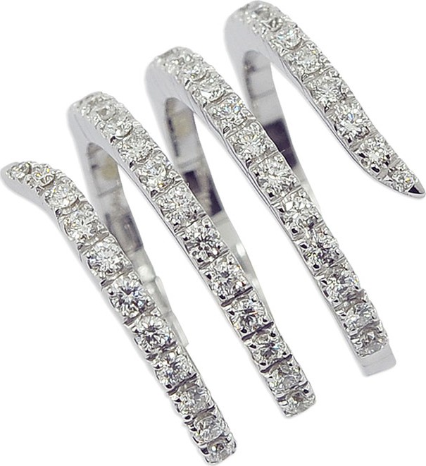 Staurino Fratelli Magic Snake 18k White Gold Diamond Flex Ring, Size 8