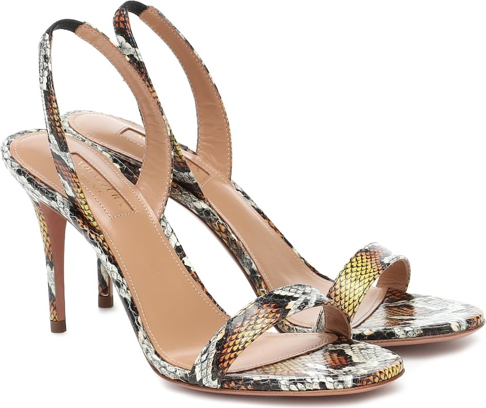 Aquazzura So Nude 85 snakeskin sandals