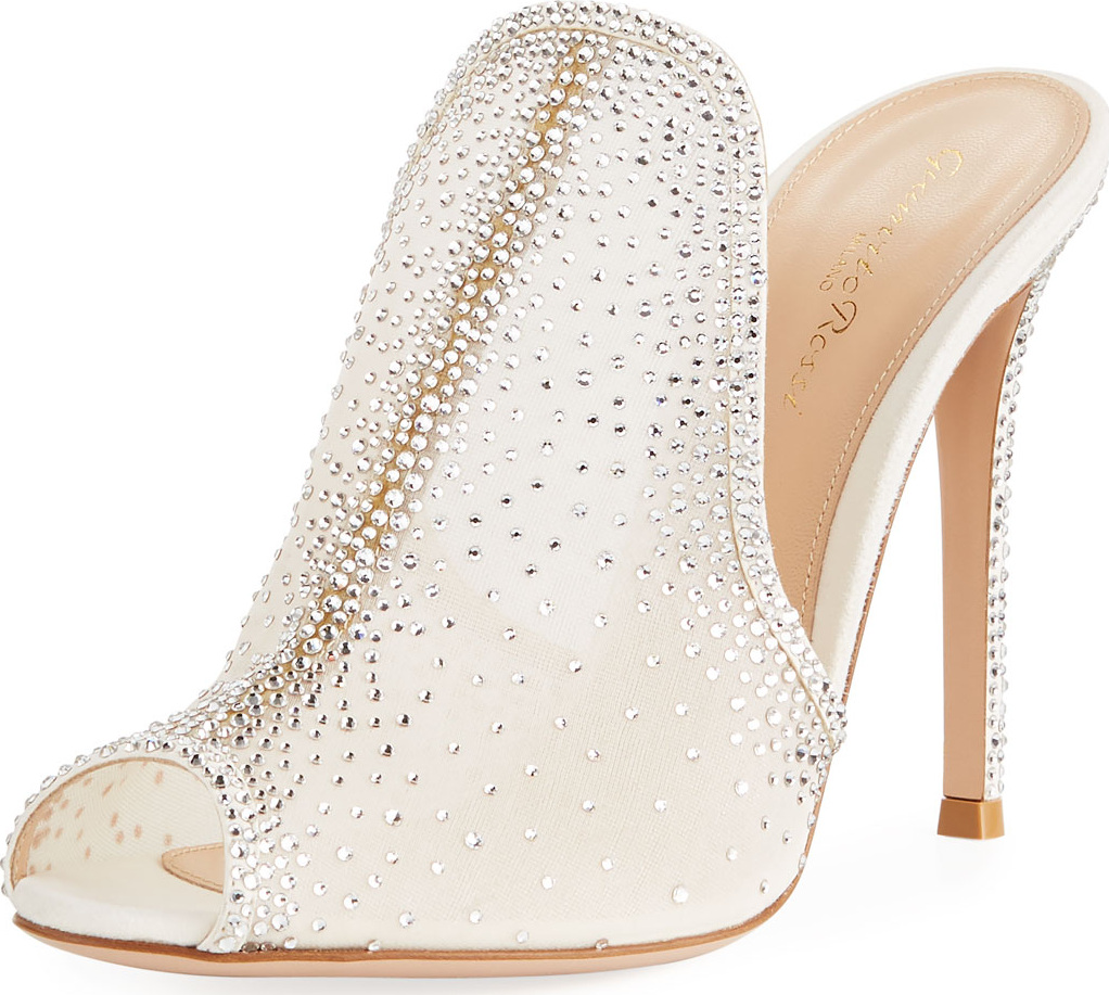 Gianvito Rossi Organza Lace Strass Mule Sandal