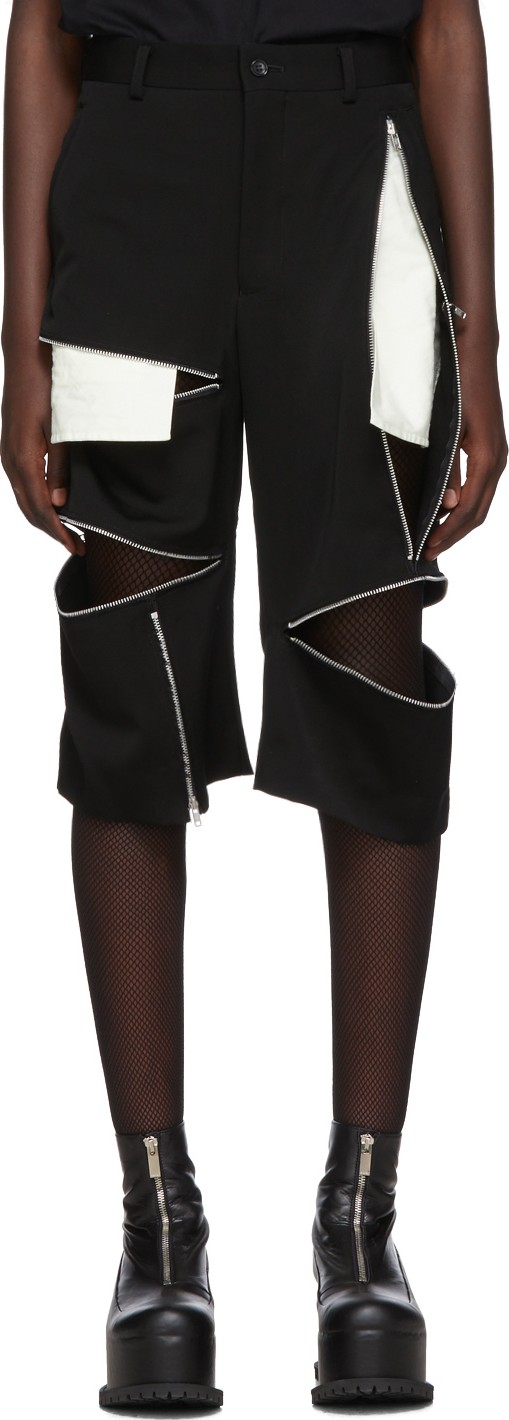 Comme Des Garçons Homme Plus Black Wool Doeskin Zip Shorts
