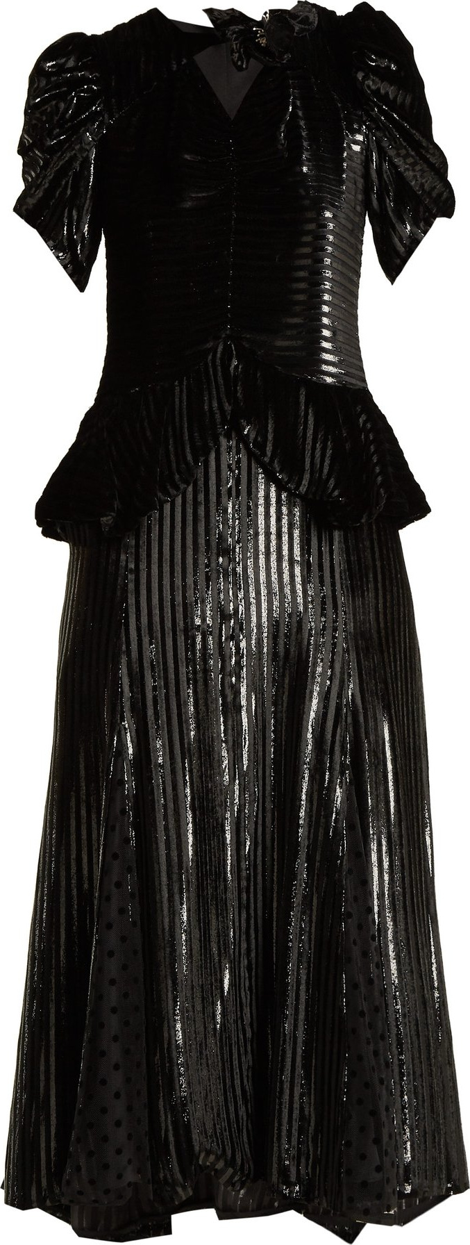 Erdem Dianthia striped velvet midi dress