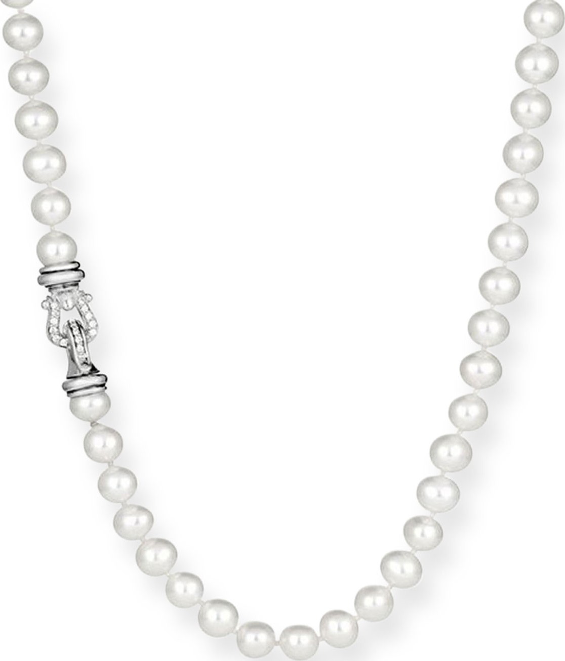 David Yurman Pearl Necklace with Diamonds,  36"