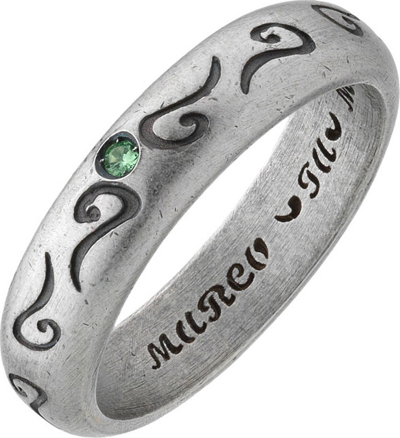 Marco Dal Maso Men's Silver Band Ring with Green Sapphire, Size 10