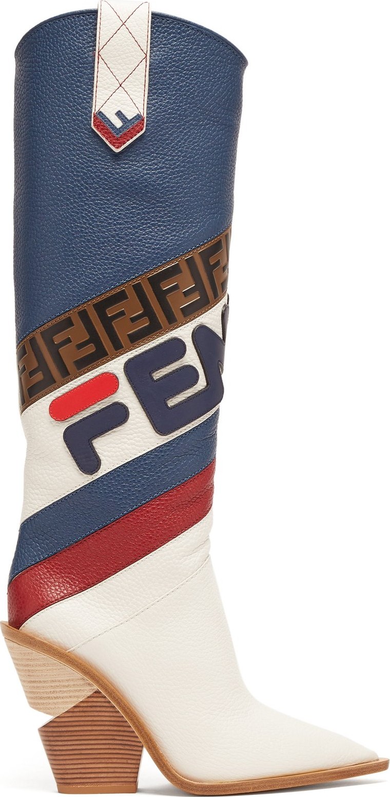 Fendi Mania leather knee-high boots