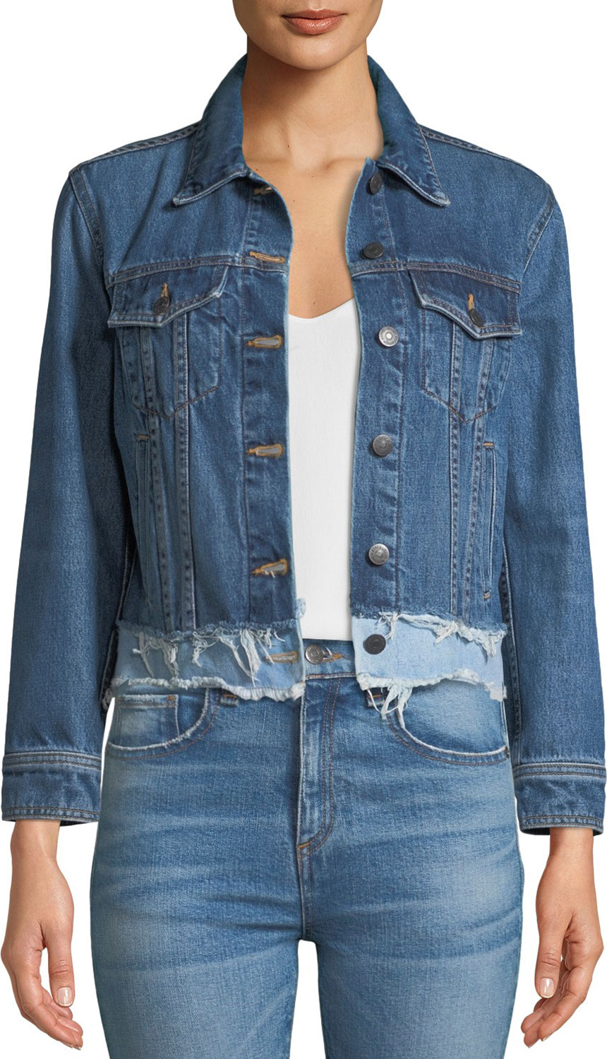 Veronica Beard Marianne Frayed Denim Jacket