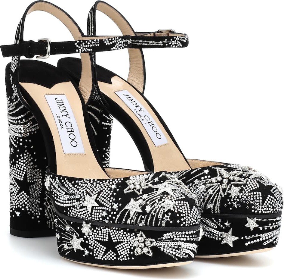 Jimmy Choo Maple 125 embellished suede pumps