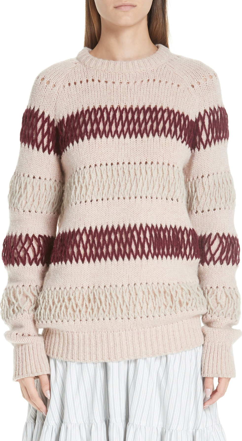 Calvin Klein 205W39NYC Embroidered Stripe Wool Sweater