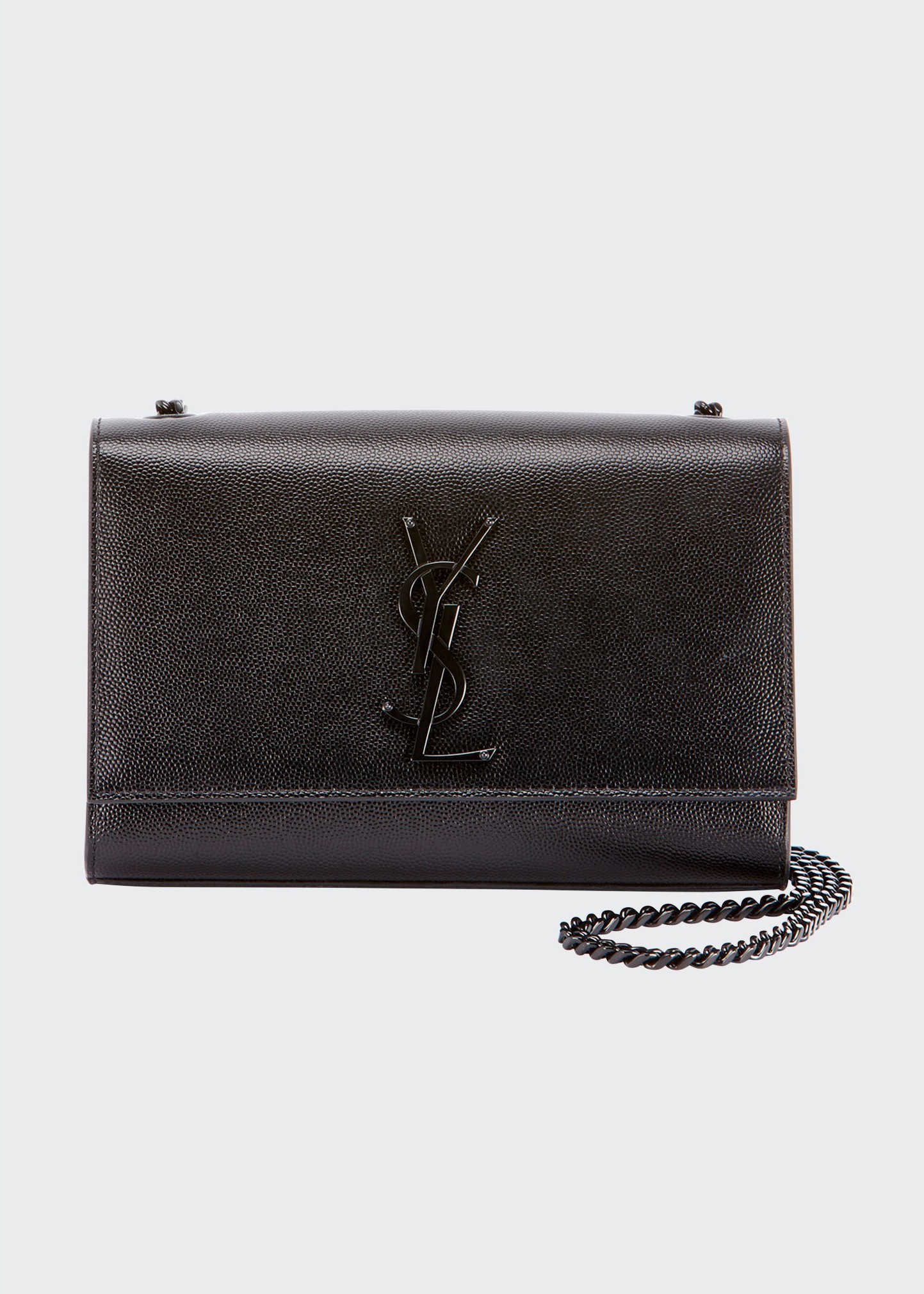 Saint Laurent Kate Small Grain de Poudre Chain Shoulder Bag  Black Hardware